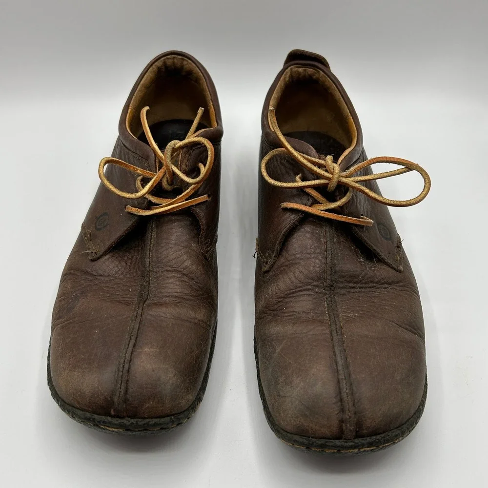 Born Brown Leather Comfort Oxford Shoes Mens 9.5 W6244 Hand Crafted Derby Rugged